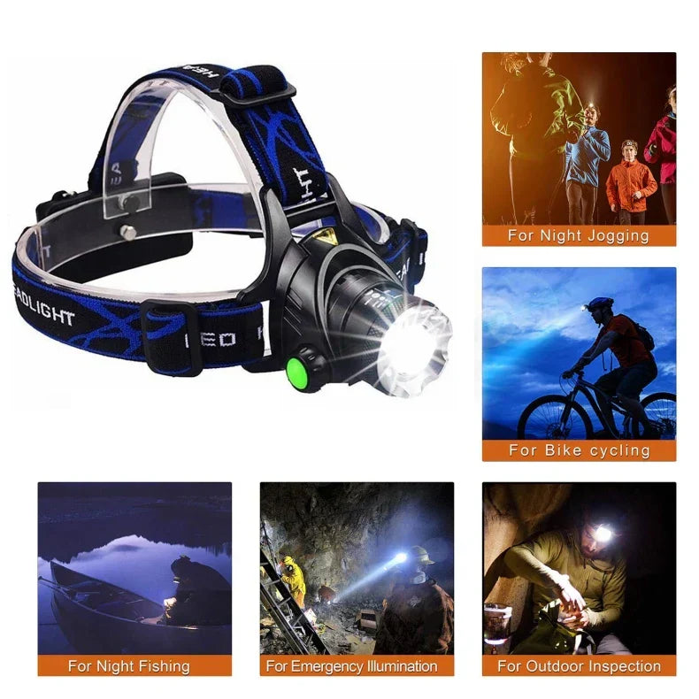 Wiederaufladbare LED-Stirnbandlampe – langlebig, wasserdicht und leistungsstark