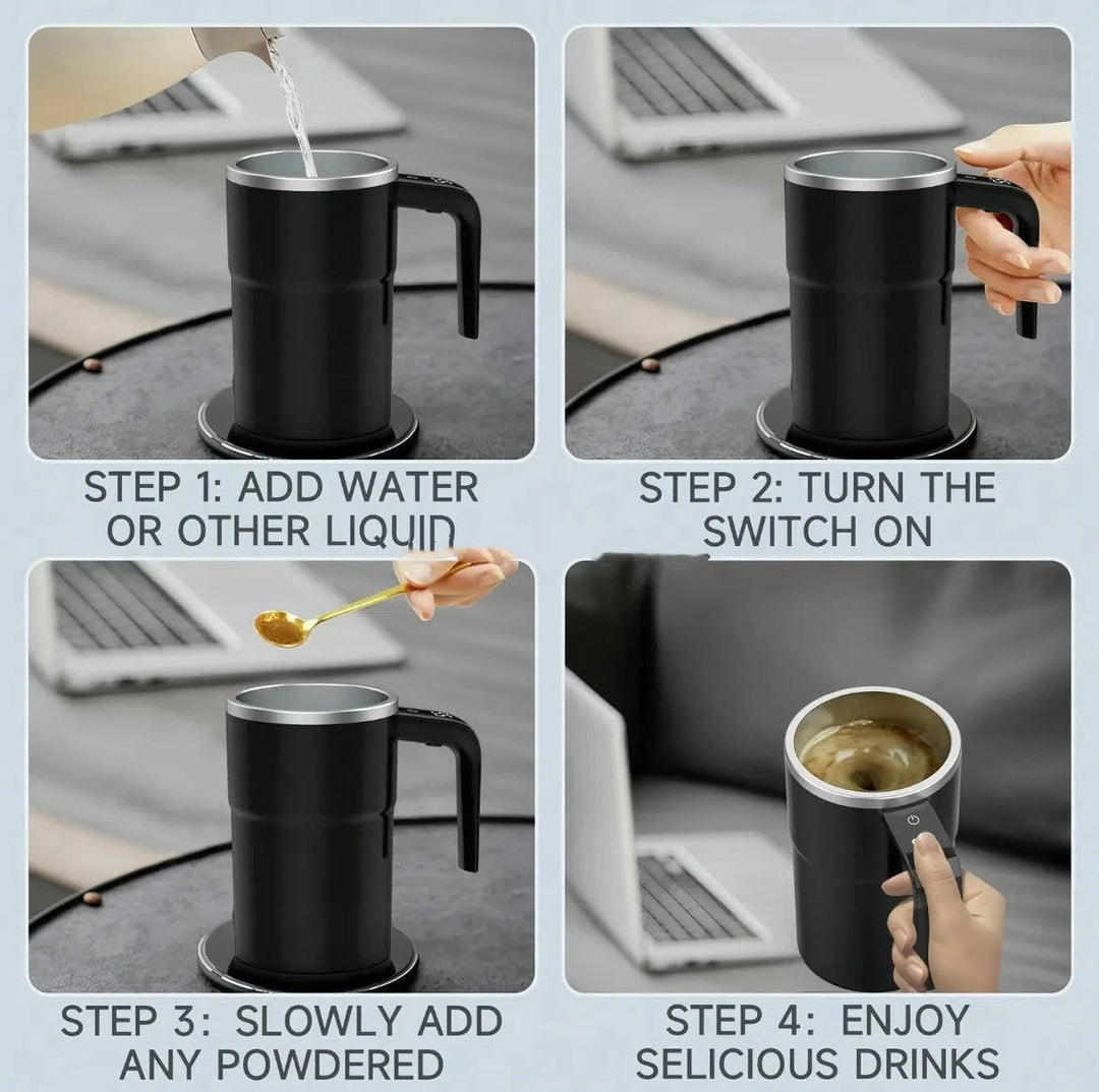 Selvblandende oppvarmet kaffekopp for på farten, USB-oppladbar