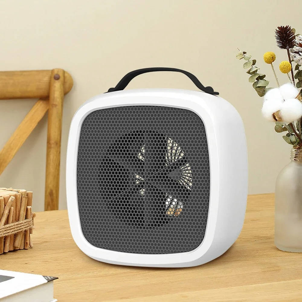 Mini skrivebordsvarmer 500 W PTC, stille og raskt varm