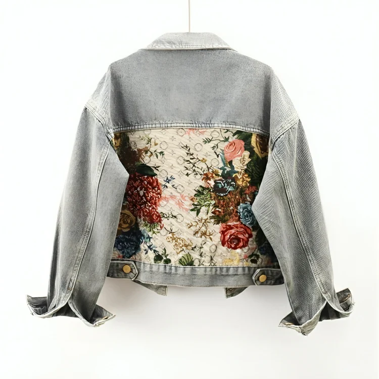 Kvinners Blomster Denim Jakke