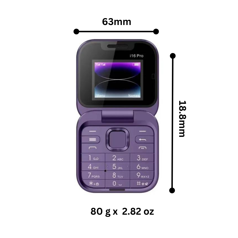 Liten sammenleggbar mobiltelefon med dobbel SIM
