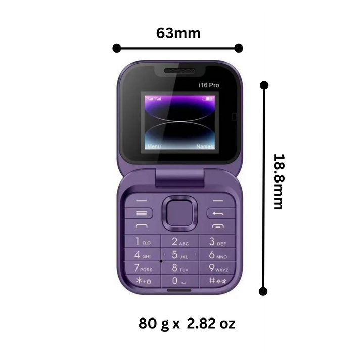 Liten sammenleggbar mobiltelefon med dobbel SIM
