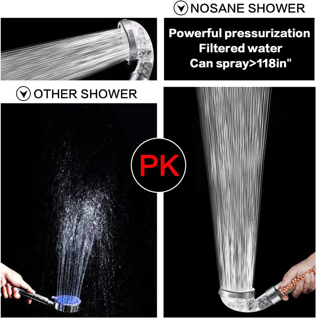 Vannbesparende høytrykksdusj med filter - AquaGlow