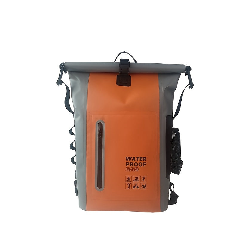 Vanntett 25L sekk med roll-top-lukking, flere lommer, solid spennelukking og nettsidelomme