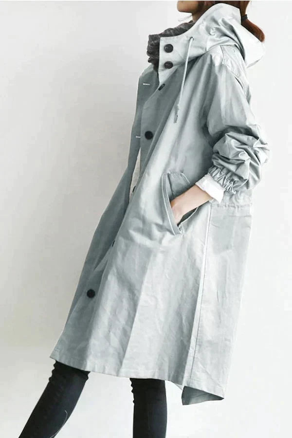 Waterproof, oversized trench coat in mid-length model