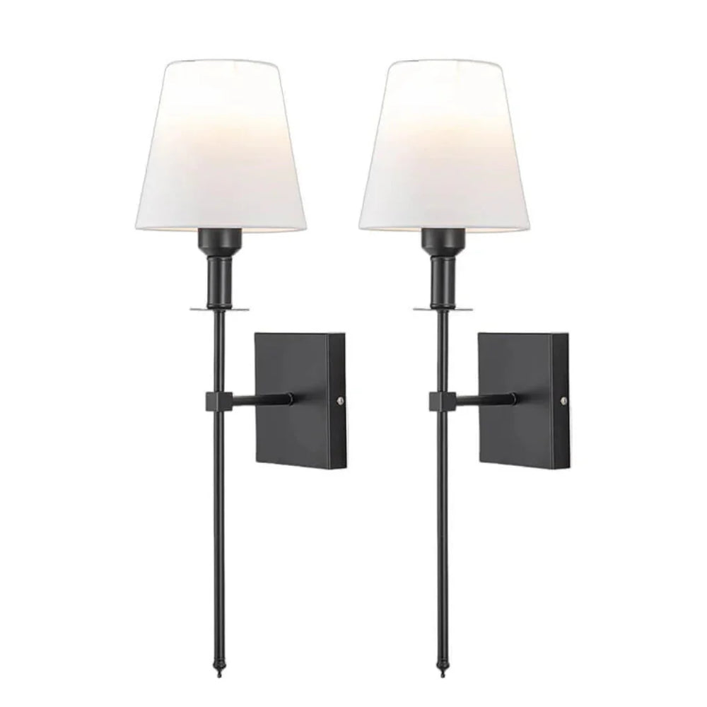 Elegant Rechargeable Wireless Wall Lamp 2 Pack with Remote, Metal and Cloth Finish, Suitable for Indoor and Outdoor Use