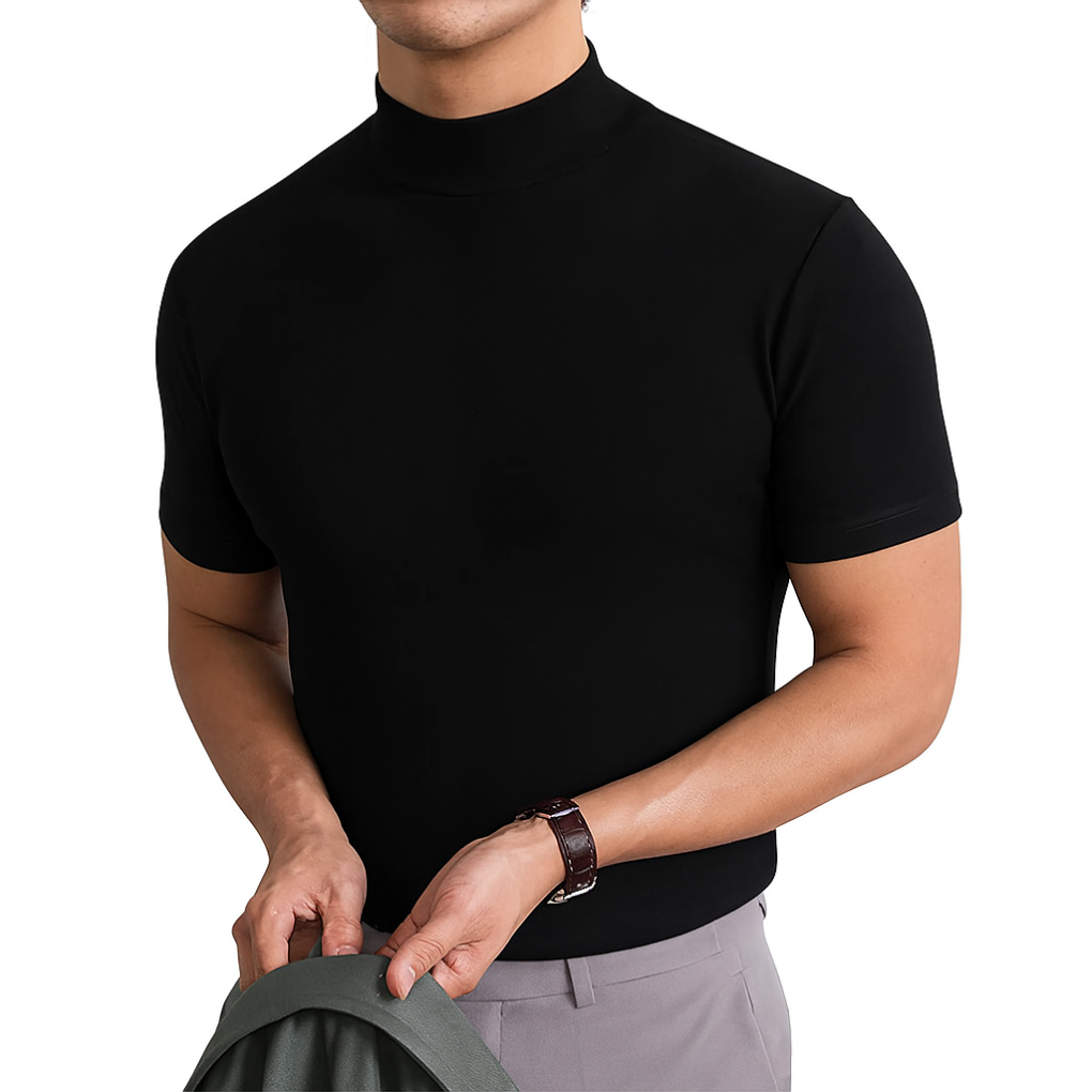 Breathable men's shirt with polo collar