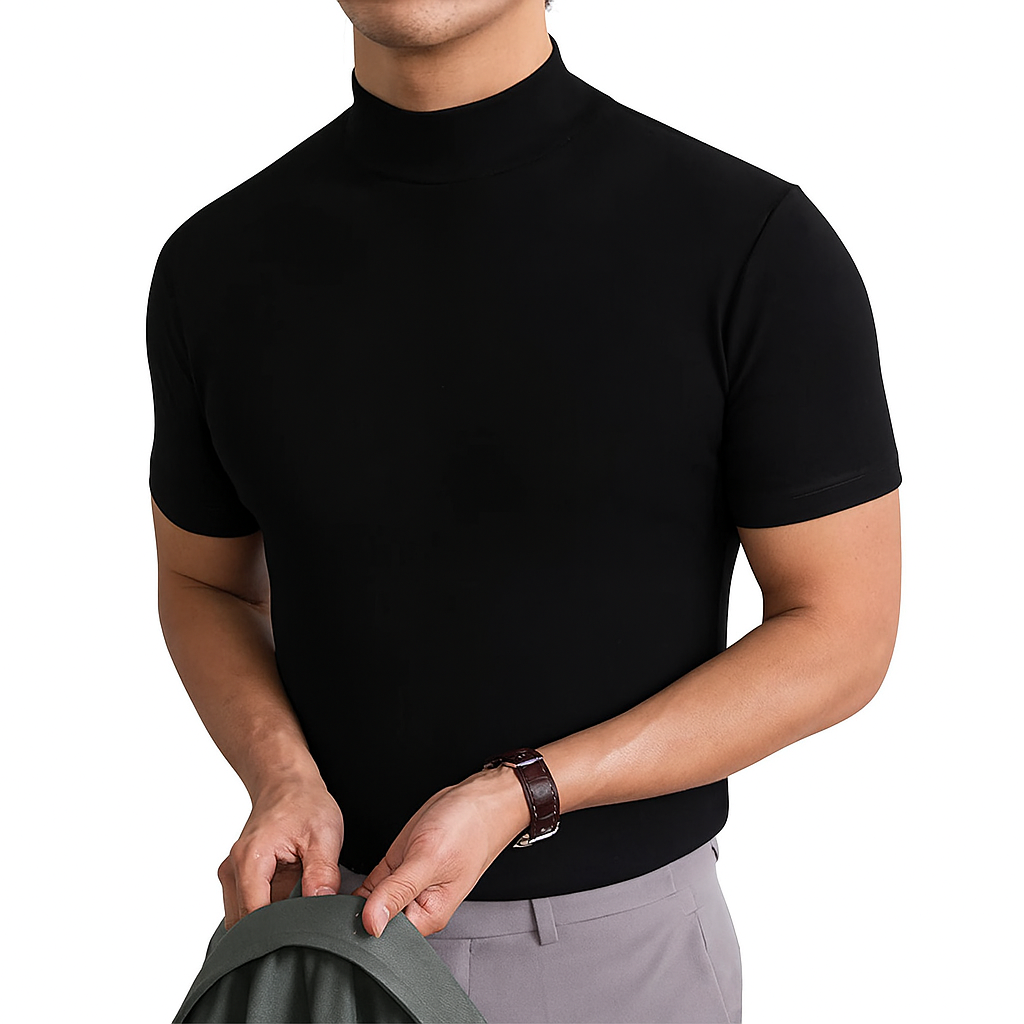 Breathable men's shirt with polo collar