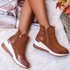Orthopedic leather ankle boots for women in mid-height