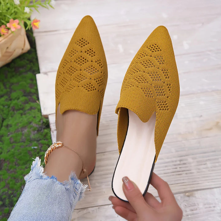 Knitted flat mules for women