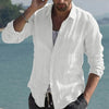 Airy Linen Shirt with Wrap Collar for Men
