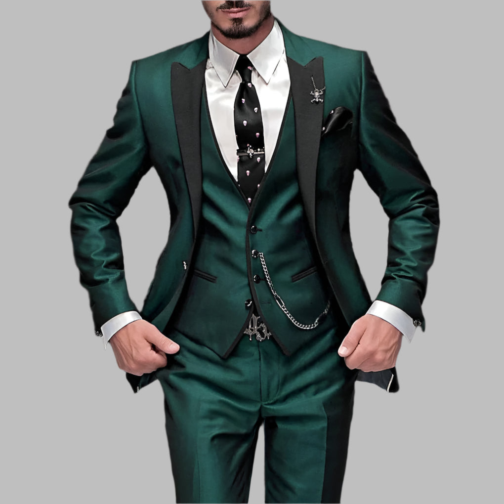Three-piece linen suit for men