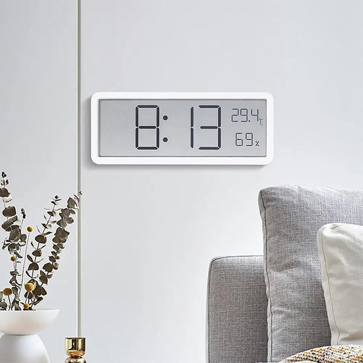 Stor digital veggklokke – LED med temperatur
