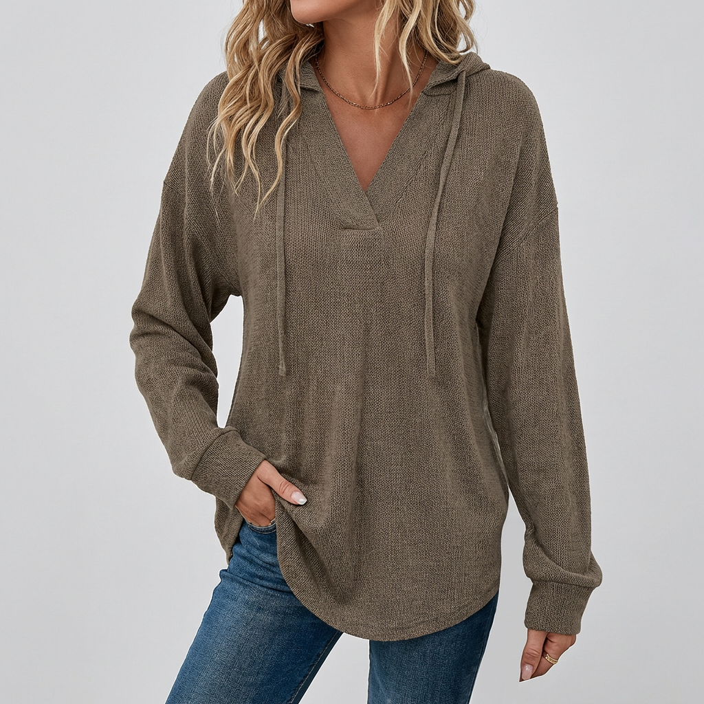 V-Hals Oversized Hettegenser