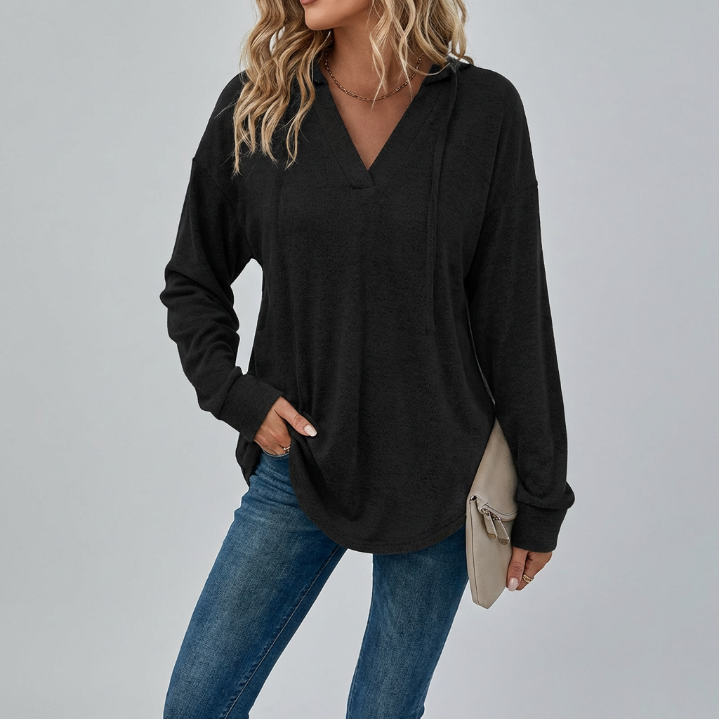V-Hals Oversized Hettegenser
