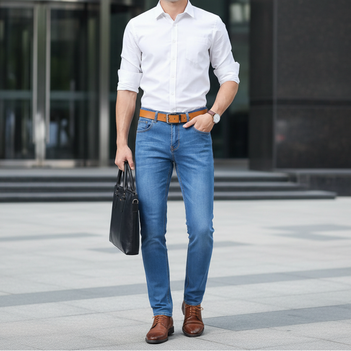 Herre Straight Leg Jeans - Holdbar Denim
