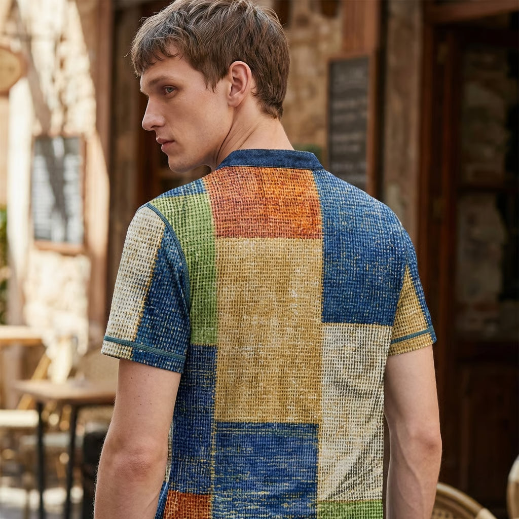 Menns Vaffel Strikket Casual Tee
