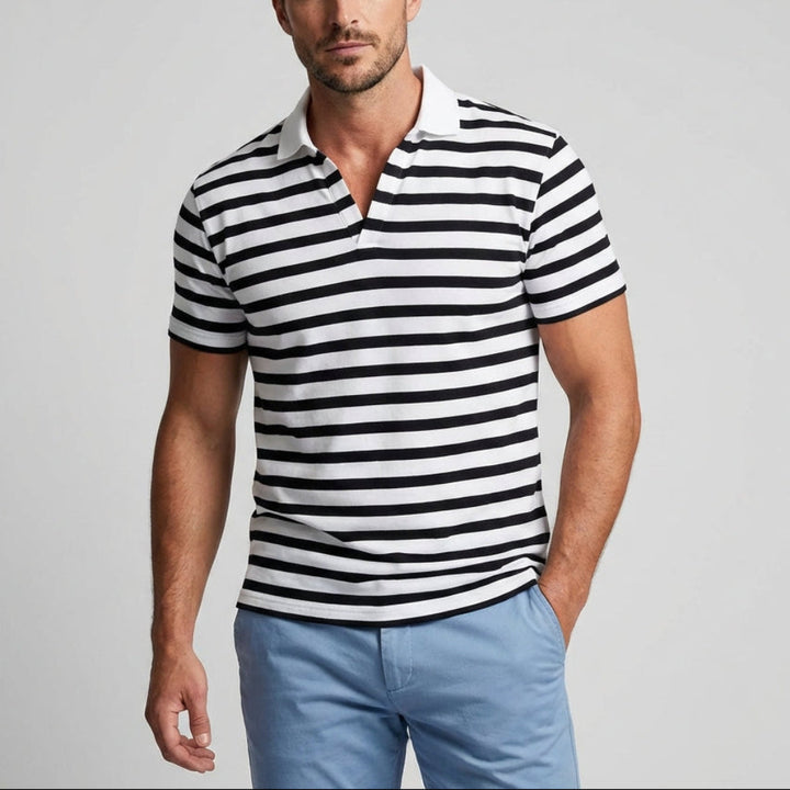 Retro Stripete Polo Skjorte for Menn