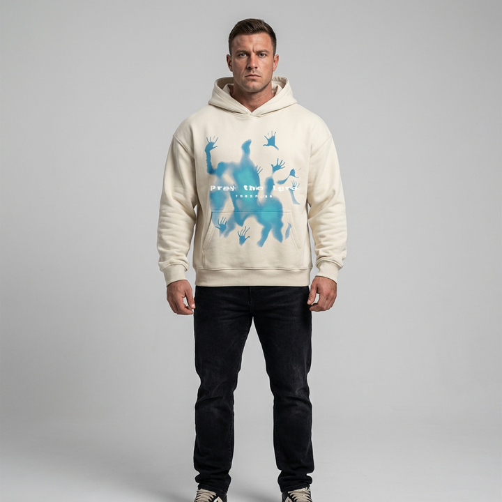 Unisex Oversized Grafisk Hettegenser