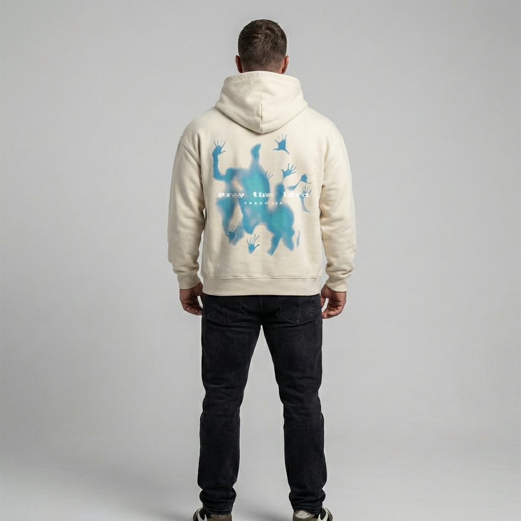 Unisex Oversized Grafisk Hettegenser