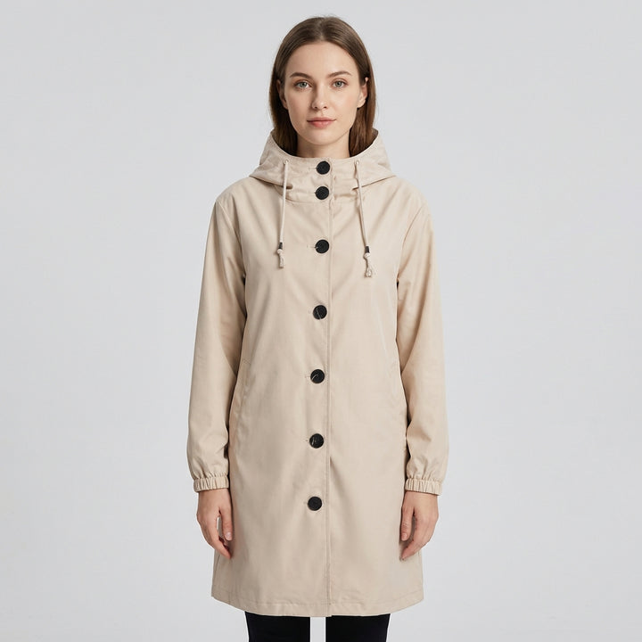 Vanntett regnjakke med hette for kvinner