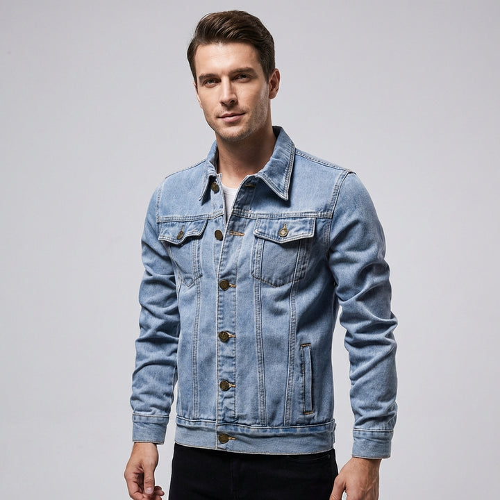 Herre Denim Truckerjakke  Klassisk Stil til Hverdags