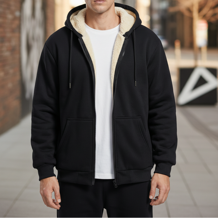 Varme Menns Fleece-Fôret Vinter Hettejakke