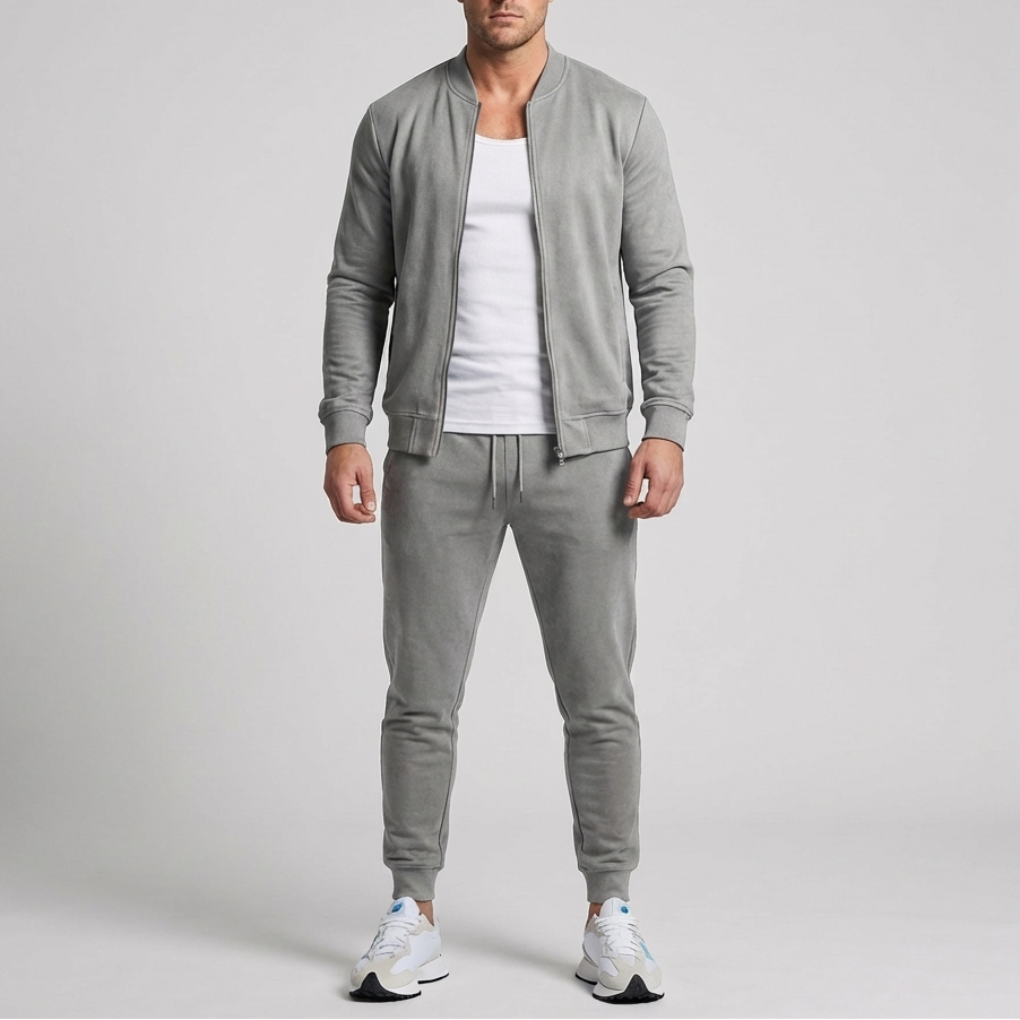 Herre Zip-Up Jakke og Bukse Sett