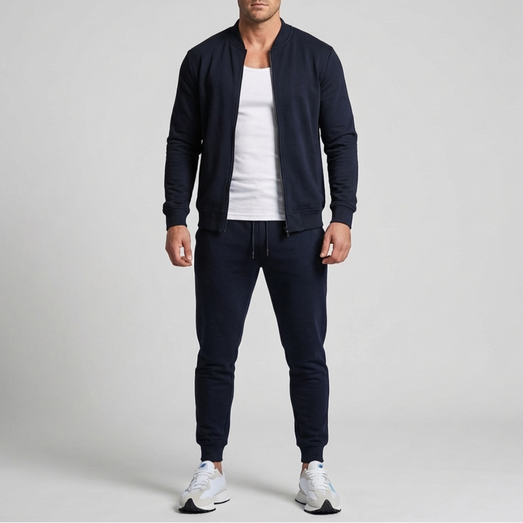Herre Zip-Up Jakke og Bukse Sett