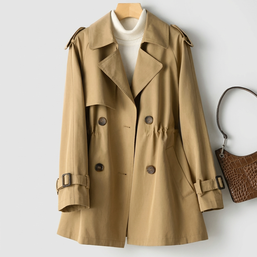 Klassisk Dobbeltradet Trenchcoat for Damer