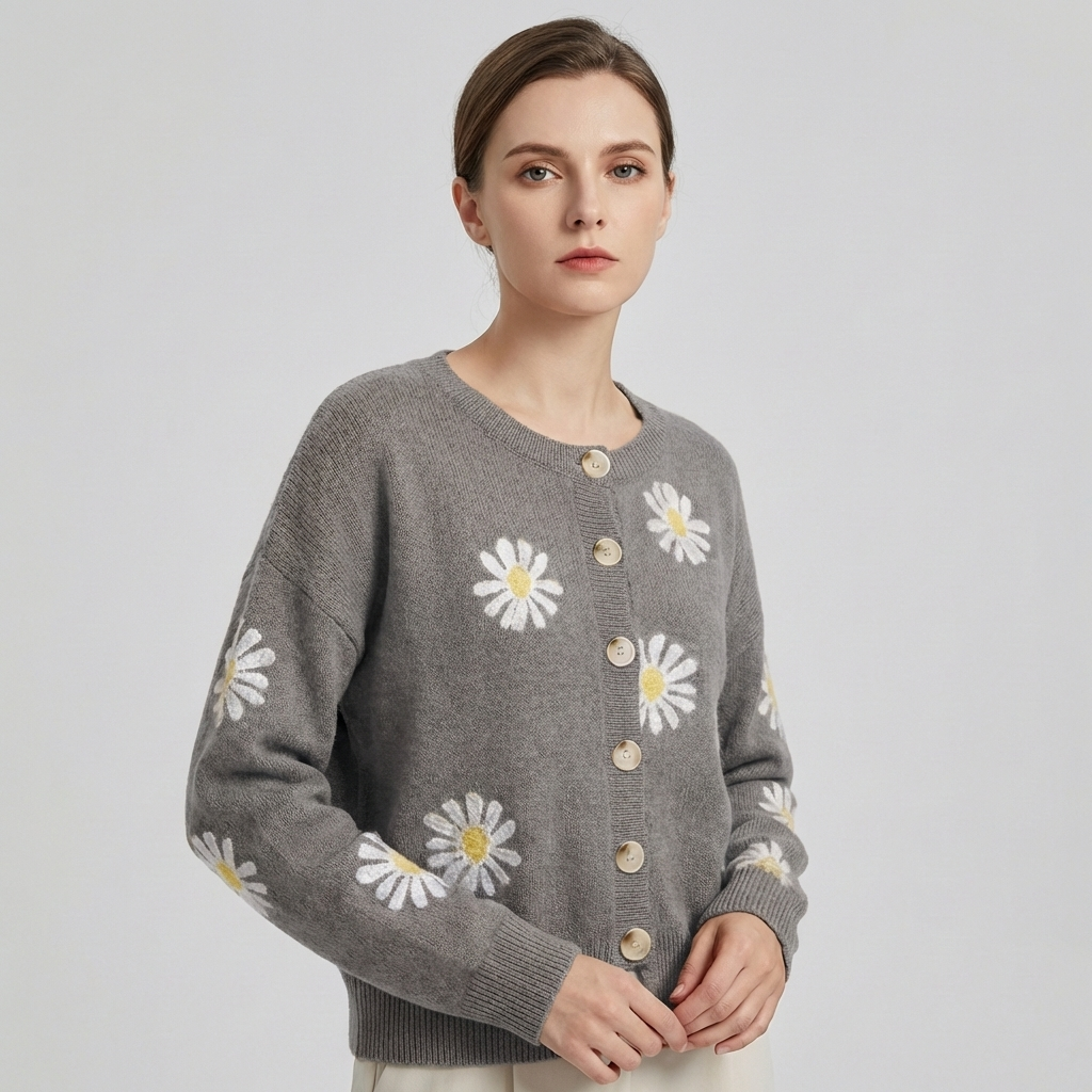 Blomstrete Strikkegenser for Damer