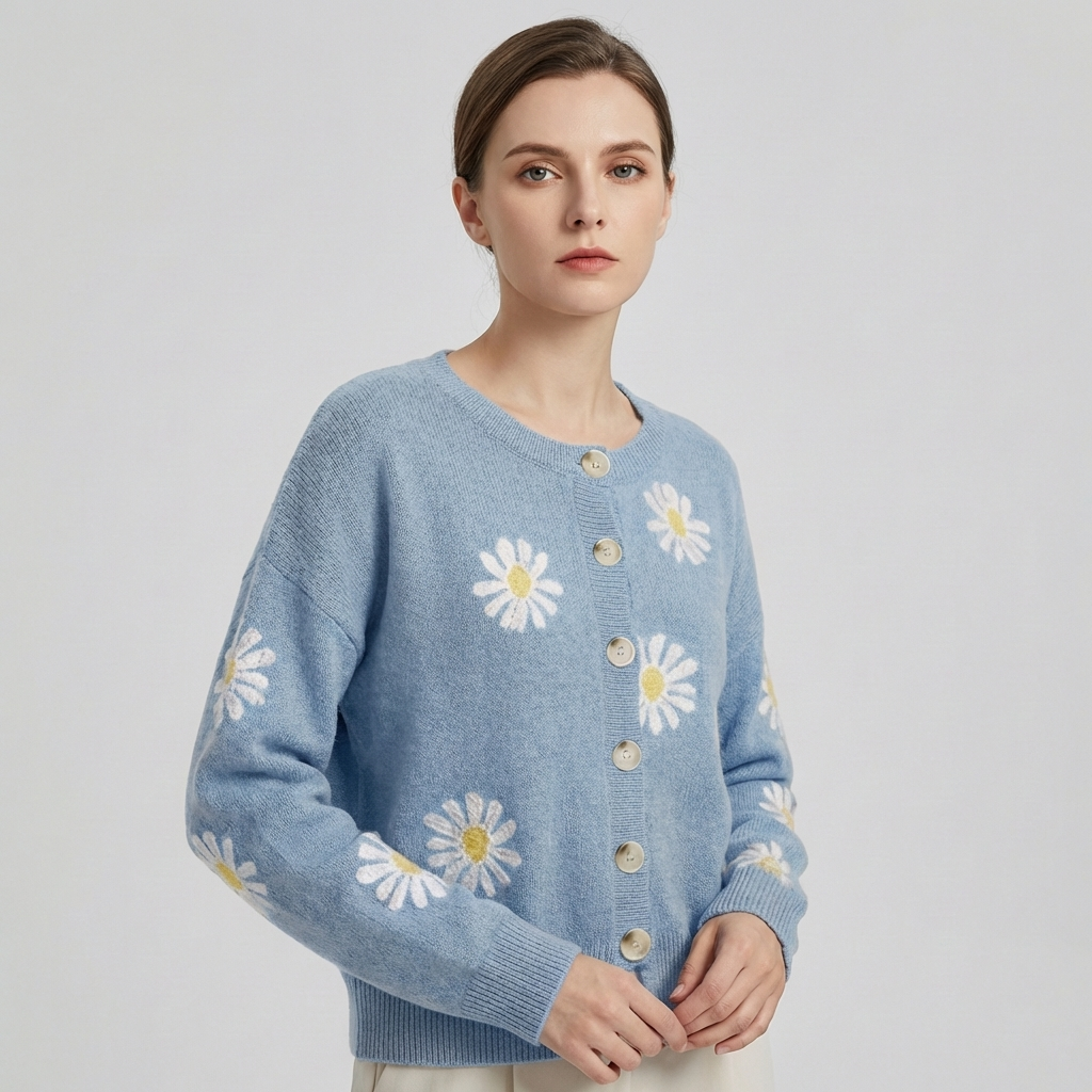 Blomstrete Strikkegenser for Damer