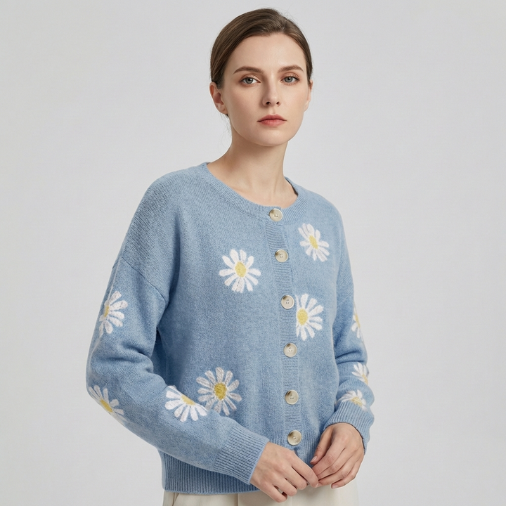Blomstrete Strikkegenser for Damer