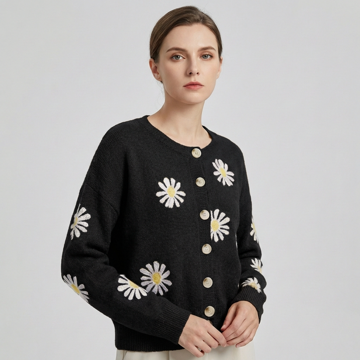 Blomstrete Strikkegenser for Damer