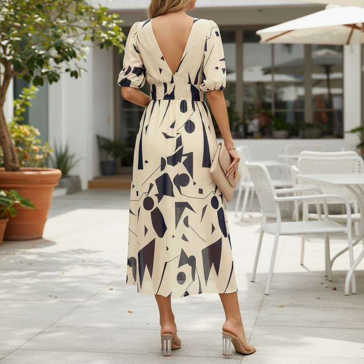 Kvinners Casual V-hals Midi Kjole - Sommer Komfort