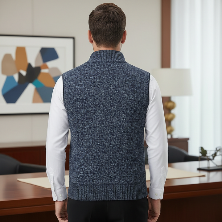 Klassisk strikket vest med glidelås for menn