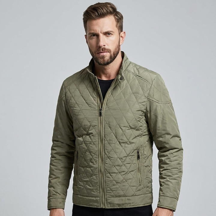 Elegant Overgangs Quiltet Jakke for Menn