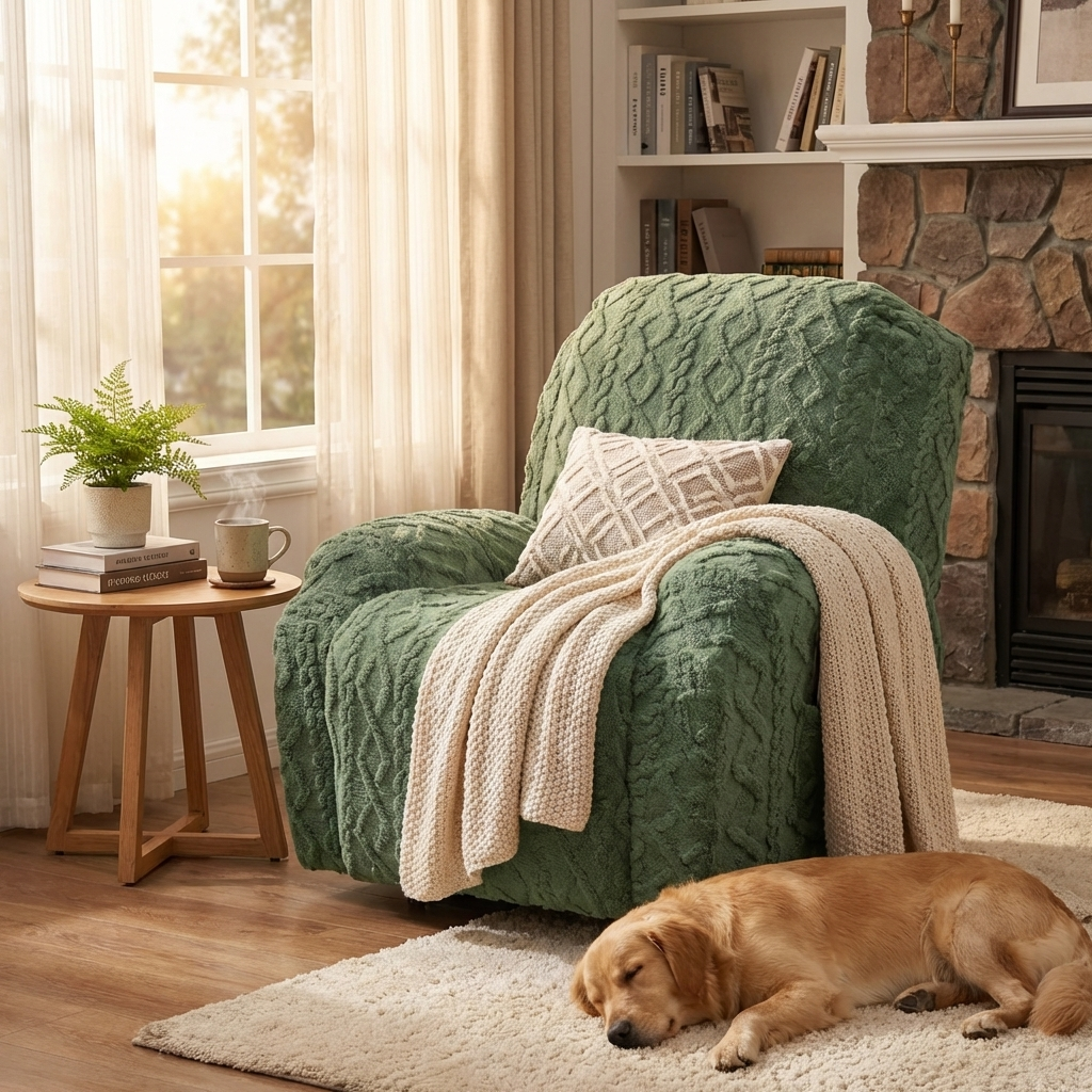Myk, Ikke-Glidende Vinter Plush Recliner Sofa Trekk
