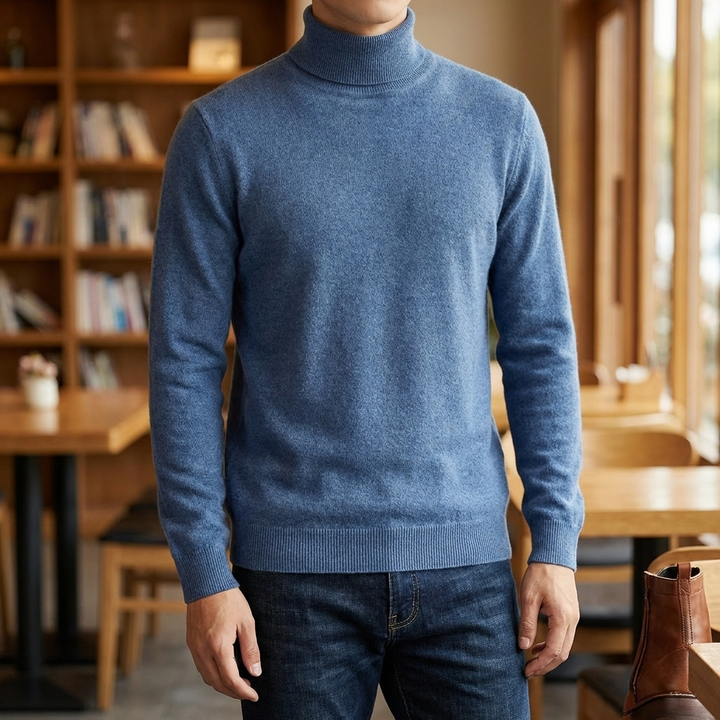 Høy- kvalitet Herre Fin Ull Turtleneck Genser