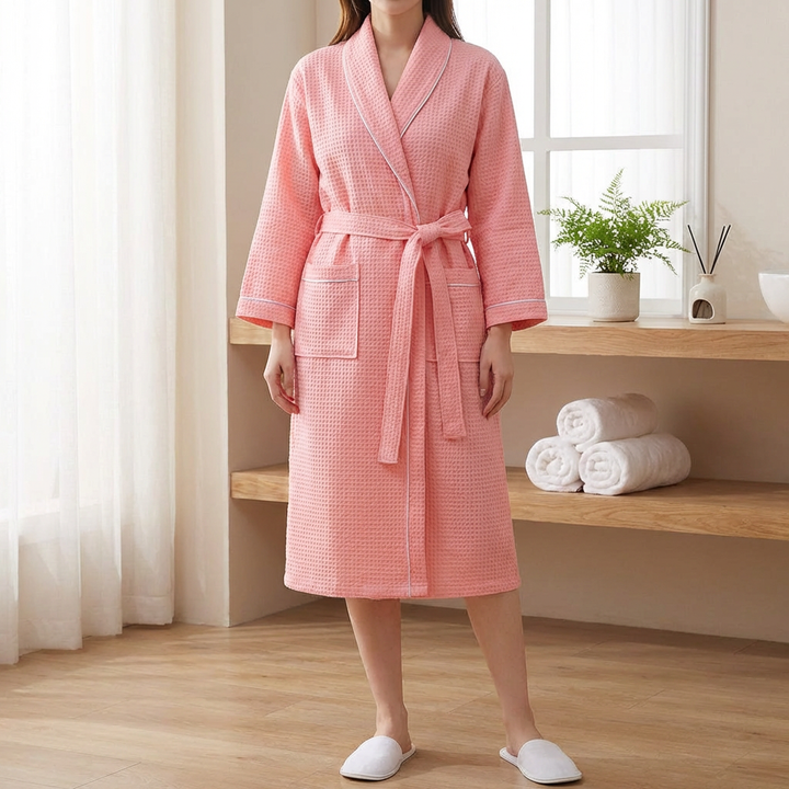 Lettvekts Kimono Bomull Vaffel Badekåpe