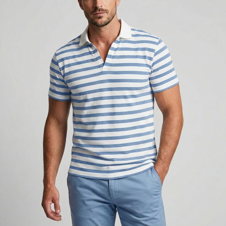 Retro Stripete Polo Skjorte for Menn