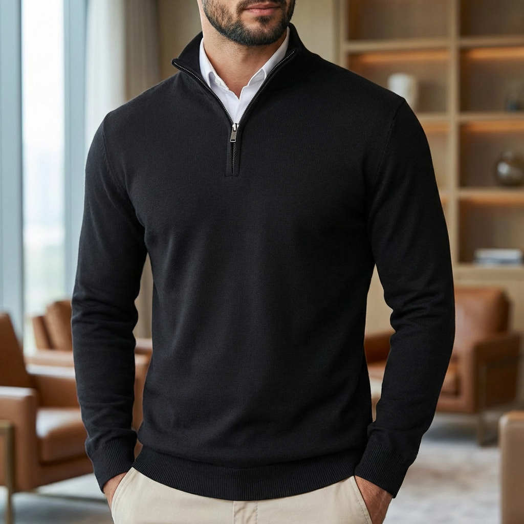Herre fine ull Zipper Basic Genser