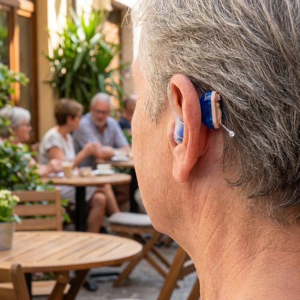 Usynlig Digitalt Hørselshjelpemiddel Drevet av et Erstattbart Knappbatteri