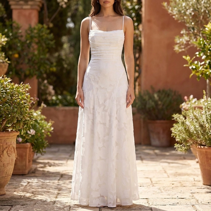 Blomsterbroderi Maxi Kveldskjole