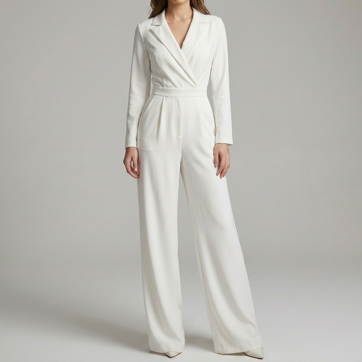 V-Hals Jumpsuit med Brede Bukser for Kvinner