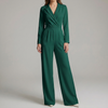V-Hals Jumpsuit med Brede Bukser for Kvinner