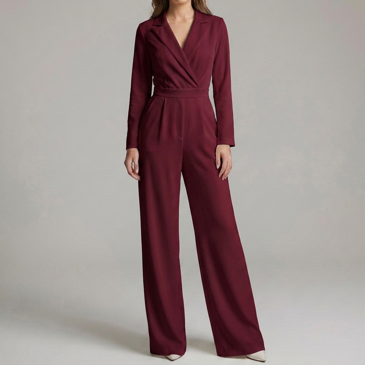 V-Hals Jumpsuit med Brede Bukser for Kvinner