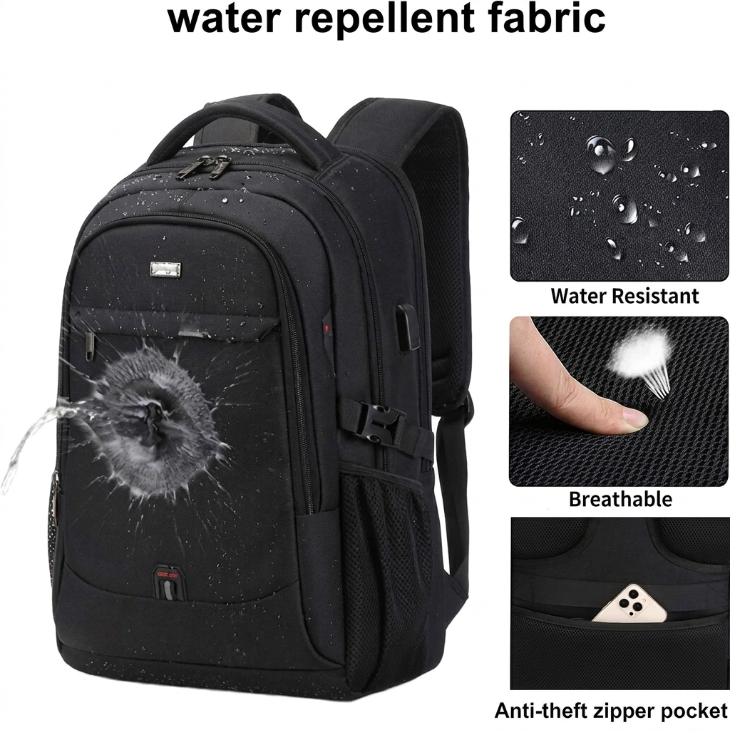 Vannavstøtende laptop og reiserucksack