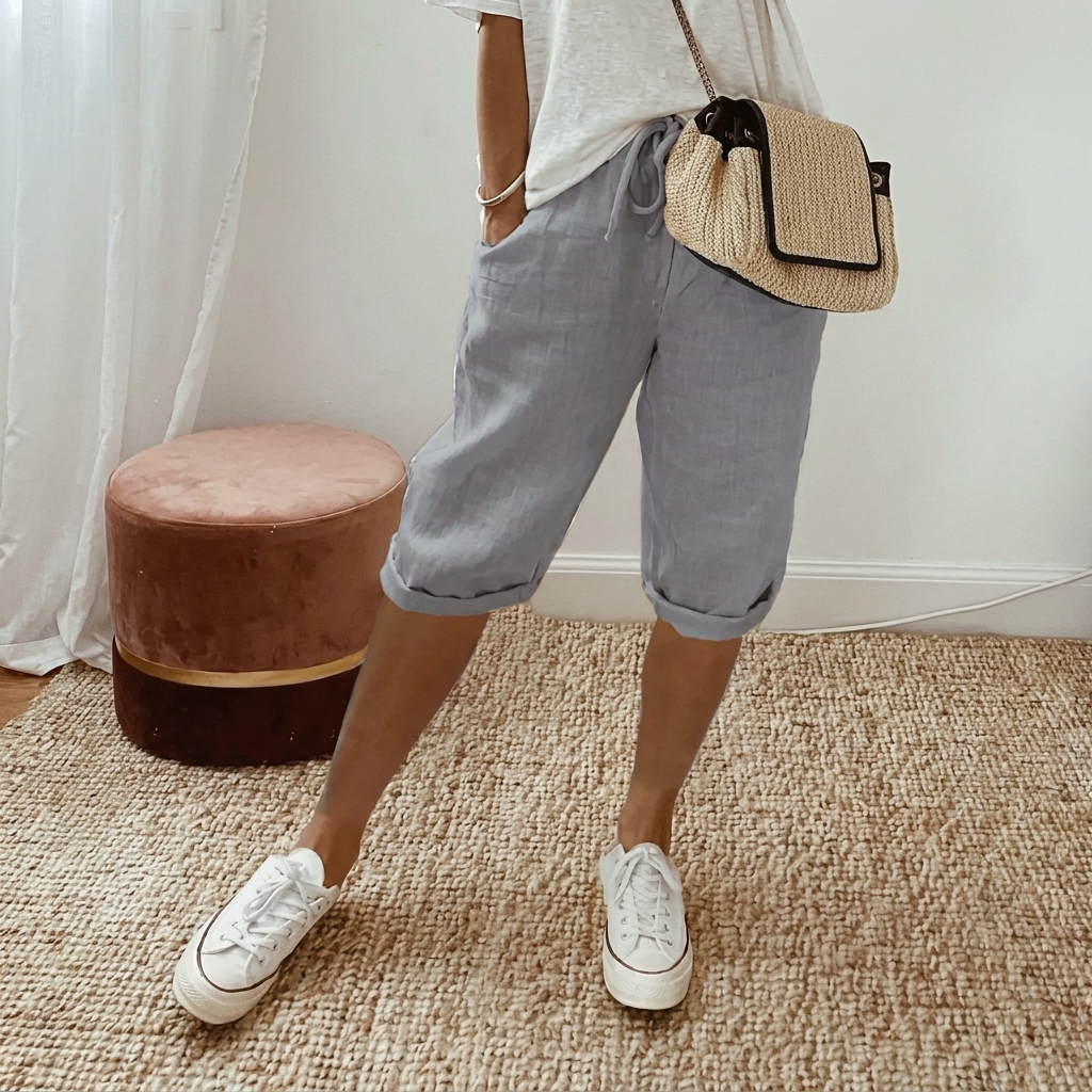Casual Dame Shorts i Bomuld og Hør