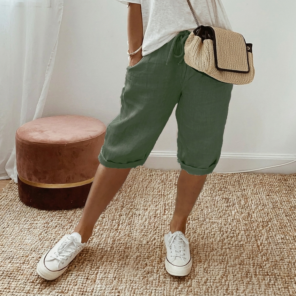 Casual Dame Shorts i Bomuld og Hør